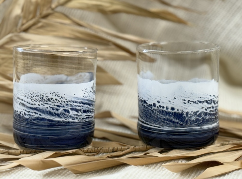 10 oz Ocean Wave On-the -Rocks Glass